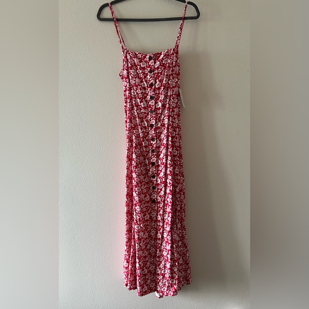 Red and White Floral Maxi Dress